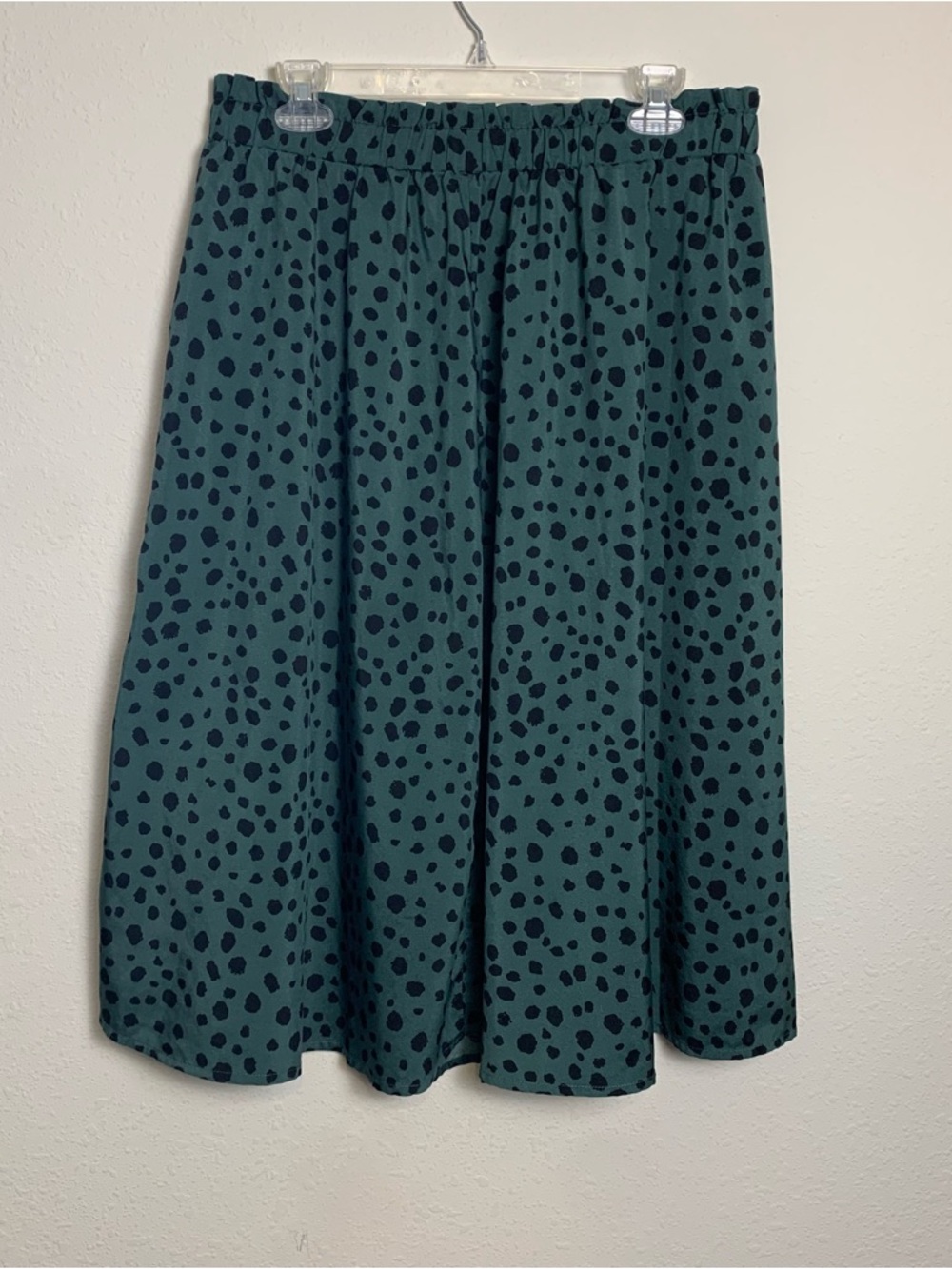 Green Black Polka Dot‎ A-Line Skirt Medium Lightweight